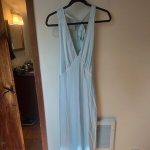 Halter light blue maxi dress